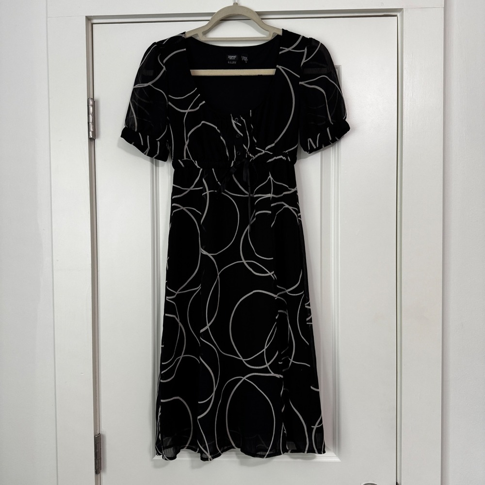 Esprit Collection 0 Black Babydoll Dress Vintage Y2K Whimsigoth Dark Romantic